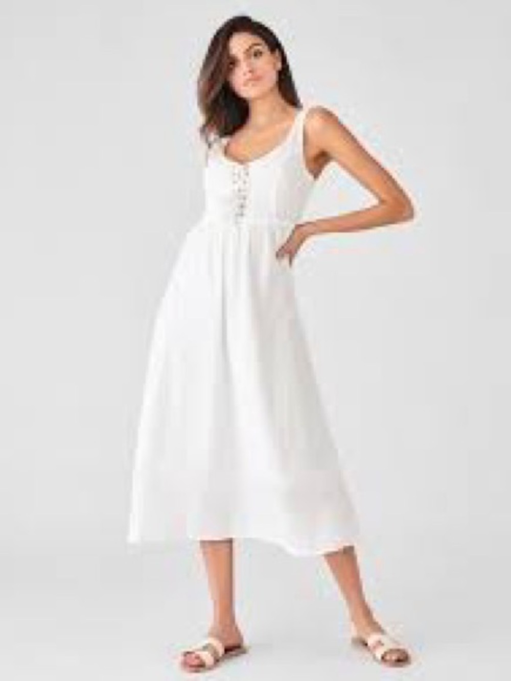 DL1961 Women’s Midi Dress with Lace-Up Top Size Medium - C11-726